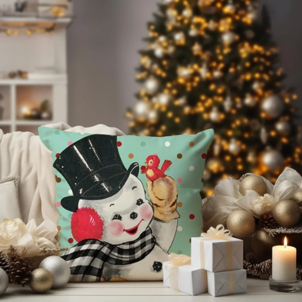 🎄NEW Christmas Pillow Covers Set of 4 Aqua Cute Farmhouse Shabby Chic Holiday